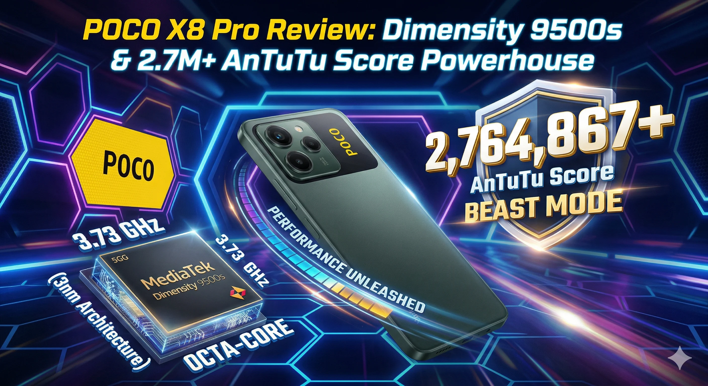 POCO X8 Pro Specifications: 9000mAh Battery and 100W Hyper Charge